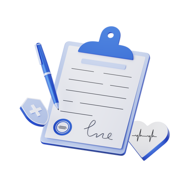 3d-techny-signed-health-insurance-policy-on-clipboard